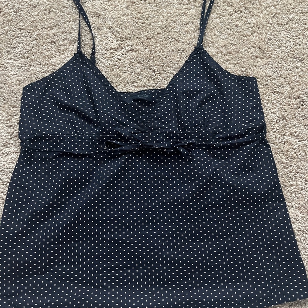Brandy Melville Edith Navy Polka Dot Tank Top